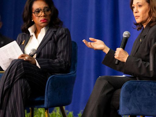 Vice President Kamala Harris discusses abortion access with Sheryl Lee Ralph at Montgomery County event