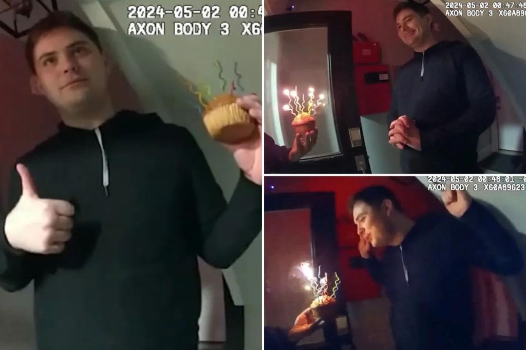 Boston cops surprise man turning 25 with muffin, sing ‘Happy Birthday’ after he calls 911: video