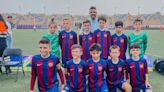 David Villa, con el Alevín A del Barça en la Gañafote Cup de Huelva