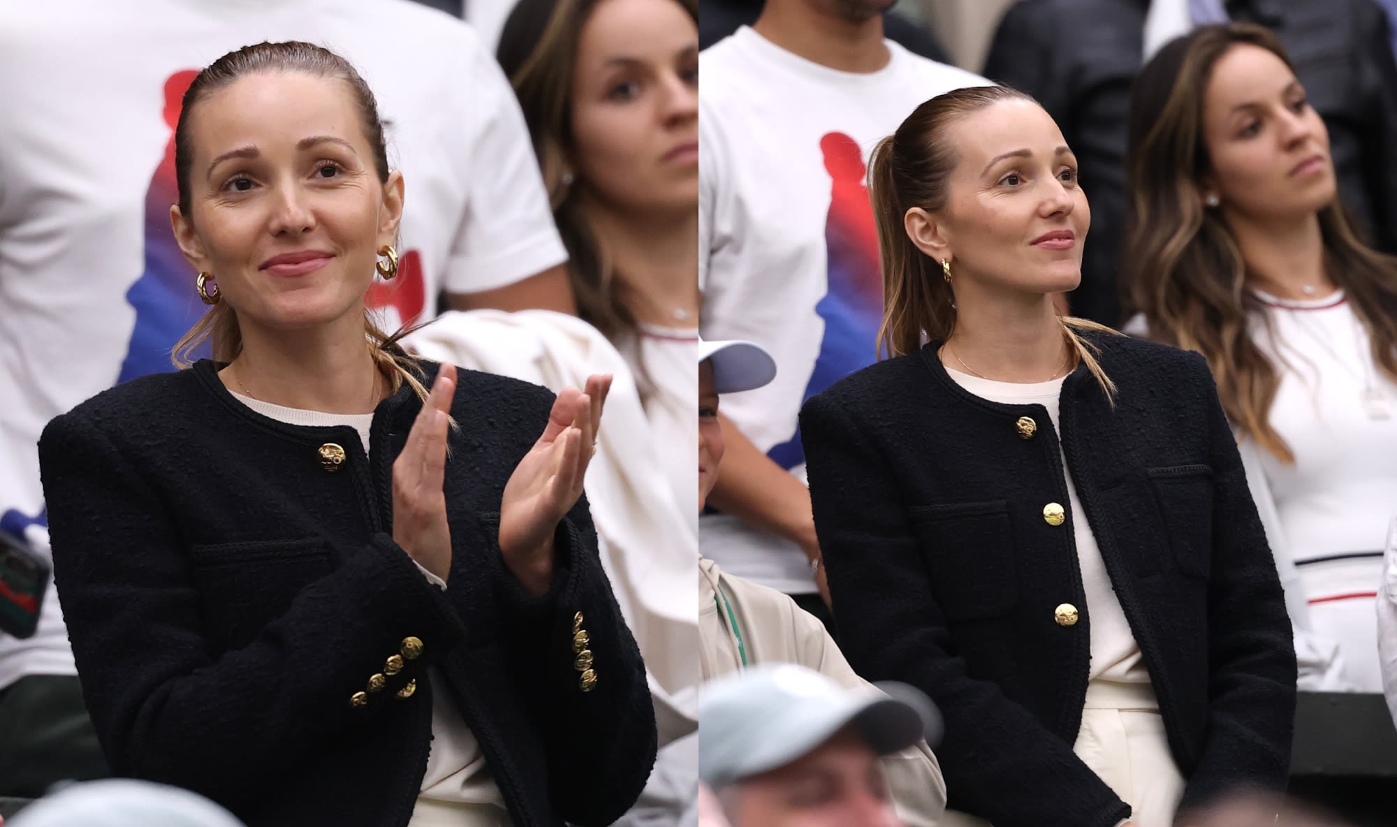 Novak Djokovic’s Wife Jelena Suits Up at Wimbledon in Tweed Blazer, Celebrates Win Against Holger Rune