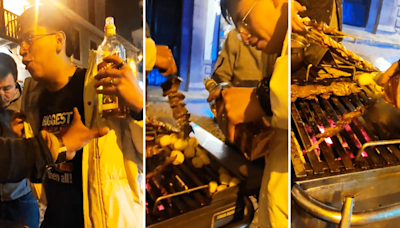 Hombre en Cusco compra anticuchos a ambulante y le echa whisky mientras los freían: “Le dio sabor”