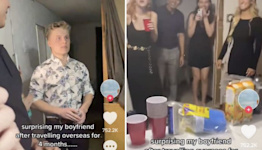 TikTok very suspicious over boyfriend's reaction to long-distance girlfriend surprising him: 'They all look guilty'