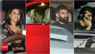 Neetu Kapoor, Akash Ambani, Aditya Roy Kapur, Arjun Kapoor arrive for Ranbir Kapoor's 42nd birthday celebration at Krishna Raj Bungalow...