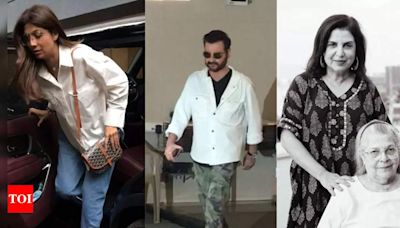 Rani Mukerji, Sunita Kapoor, Shilpa Shetty, Bhushan Kumar, and others arrive to pay respects to Farah and Sajid Khan's mother, Menaka Irani | Hindi Movie News...