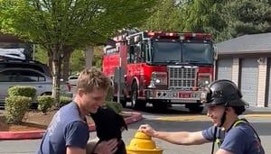 Grateful dog rescued by firefighters in Everett