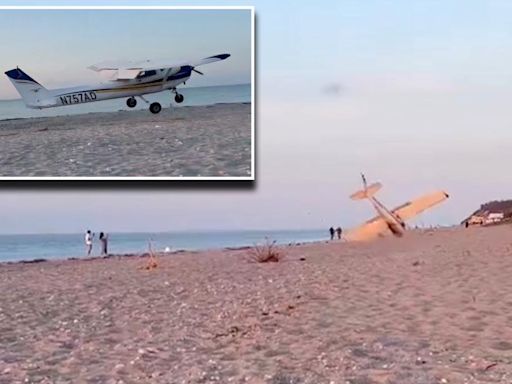 Pilot, passenger escape injury after small plane makes emergency landing on Long Island beach