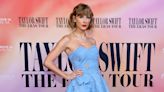 Taylor Swift Shimmers In Blue Oscar De La Renta Gown At ‘The Eras Tour’ Film Premiere