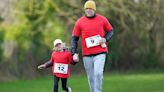 Lena Tindall takes part in 5km fun run with father Mike