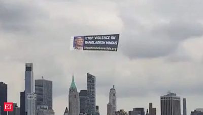 Huge Banner in New York appeal for end to violence against Bangladeshi Hindus