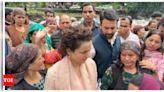 Kangana Ranaut visits flood affected areas in Himachal Pradesh, shares pics, ' Humans are so vulnerable before the nature ' | Hindi Movie News - Times of India