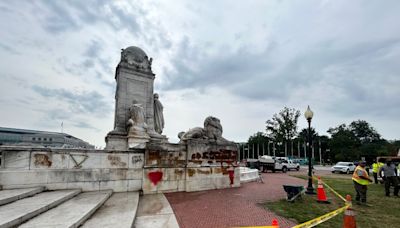 Post-protest clean-up begins at Columbus Circle near DC’s Union Station