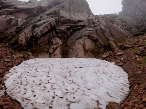 Watch: A vestige of the ice age, Scotland's 'Sphinx' snow patch is vanishing