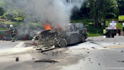 金門休旅車肇逃自撞起火！警目擊逮人變救人 駕駛昏迷骨折送醫