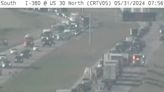 Road work, crash causes slowdown in both directions on I-380 in downtown Cedar Rapids