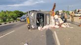 Traffic hit as minivan overturns near Walajah town