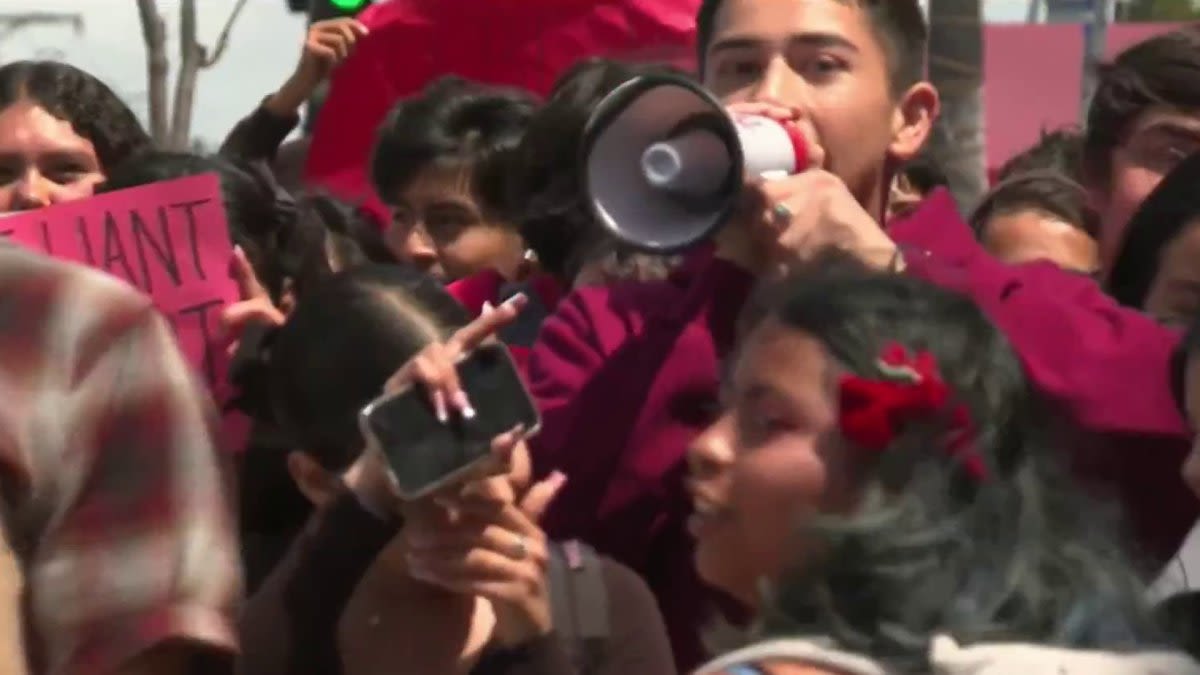 Logan Memorial High School students walk out to protest of San Diego Unified layoffs