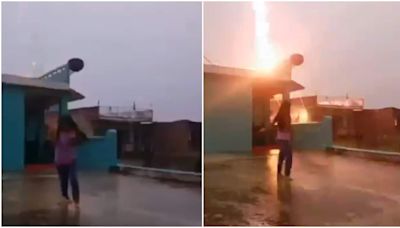 Young girl narrowly escapes lightning strike while filming dance reel in Bihar. Watch