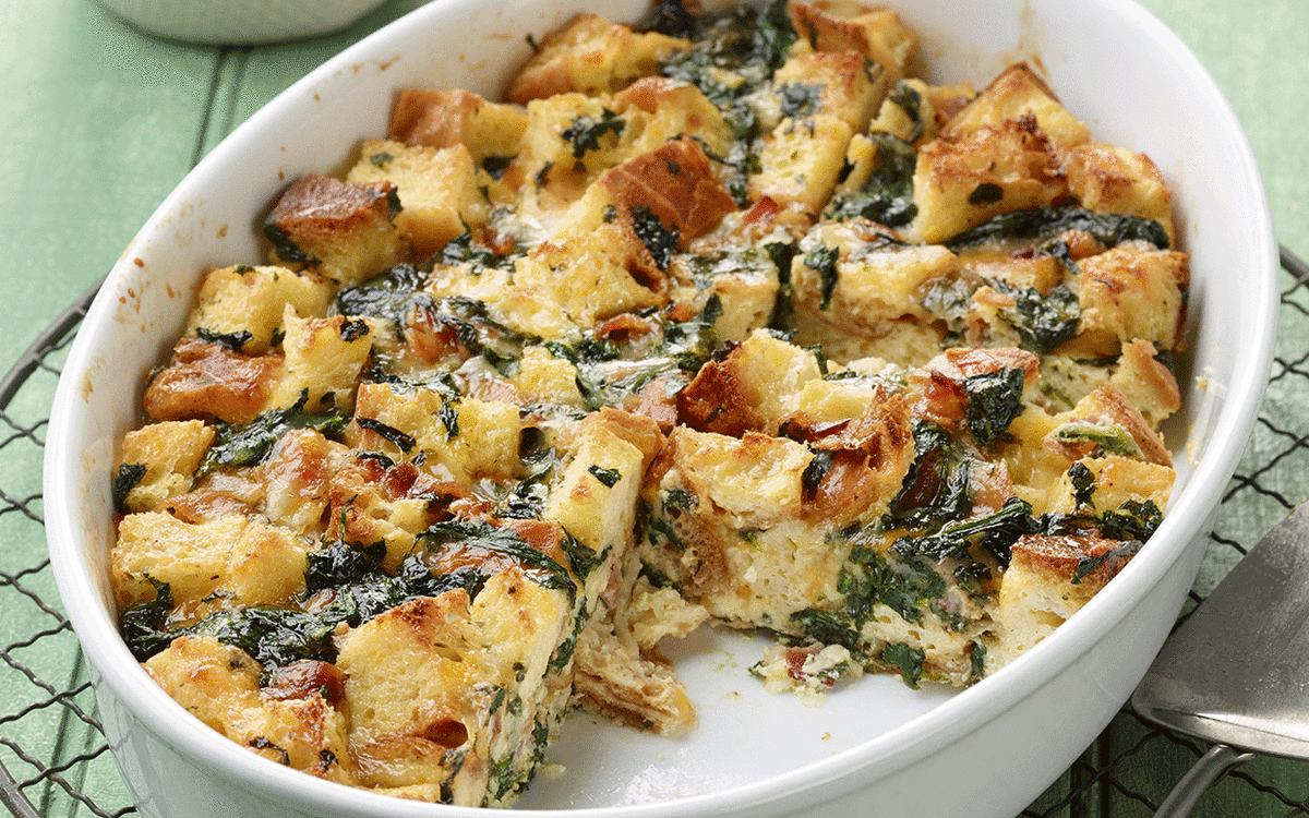 This Light and Fluffy Spinach and Cheese Strata Is a Perfect Recipe for Brunch