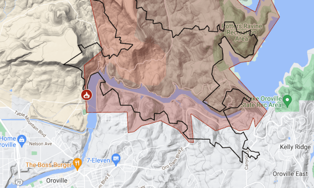 Map: Thompson Fire evacuation order lifted near Lake Oroville