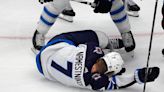 Jets forward Namestnikov is taken to the hospital after a puck hit him in the face