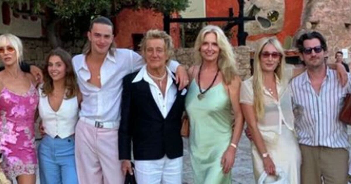 Rod Stewart's rare family snap with five of his eight kids after inheritance dig
