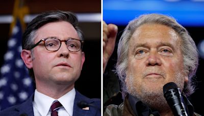 Steve Bannon accuses Mike Johnson of "conspiracy" to take down Trump