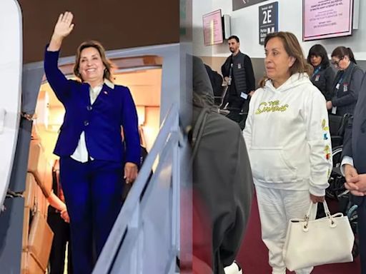 Dina Boluarte llegó a Francia con singular atuendo de ‘Los Simpson’ en viaje oficial