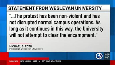 Protests at Wesleyan University can continue under one condition
