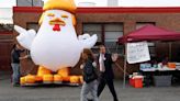 San Francisco readies the 'Trump prison chicken' for display during ex-president's visit