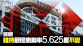 【最優惠利率】滙豐維持港元最優惠利率（P）5.625厘不變 - 香港經濟日報 - 即時新聞頻道 - 即市財經 - 股市