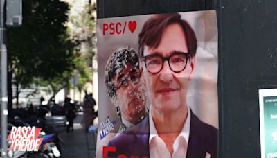 El PP lanza una campaña que imita carteles del PSC: un rasca oculta la cara de Puigdemont, detrás de la Illa