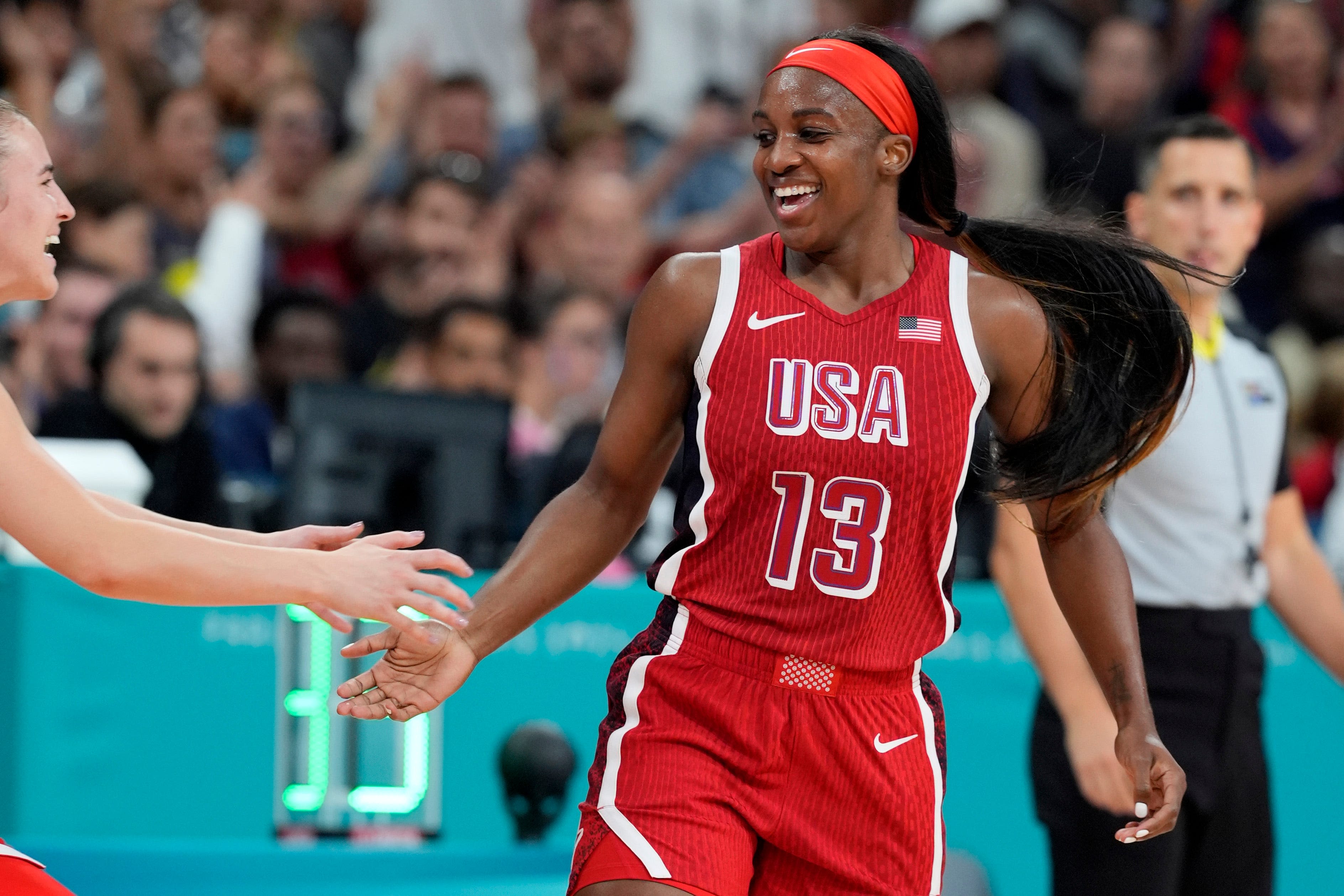 Photos of Jackie Young's big scoring day for U.S. Olympic team