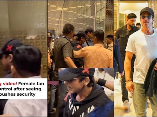 Female fan screams seeing Shah Rukh Khan, pushes his security; SRK loses balance and trips [Watch]