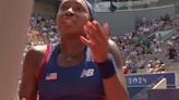 Coco Gauff furiously contests umpire’s decision during Olympic tennis singles defeat