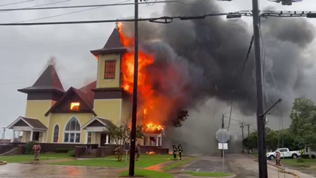 Royse City church catches fire during Tuesday storms