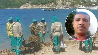 Trabajador de aseo devolvió un maletín con dinero a turista que lo había perdido en una playa de Santa Marta