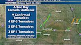 National Weather Service confirms 9 tornadoes from Arbor Day outbreak as of Monday afternoon