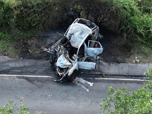 Six dead - including two children - in horror motorbike and car crash
