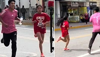 Peruano conmueve al acompañar a su hermanita menor en carrera y alcanzarle agua: “Cariño sincero”