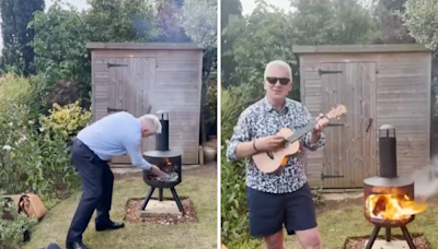 Dad celebrates end of 32-year-long career with suit-burning ceremony