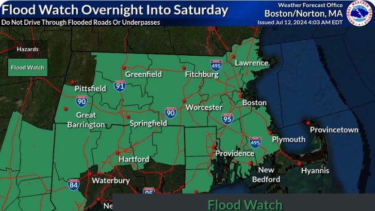 Flood watch issued as heavy rain, with 'pockets of torrential rainfall,' arrives Saturday
