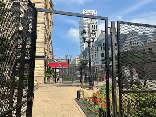 Streets blocked, metal fencing going up around Pfister Hotel ahead of RNC