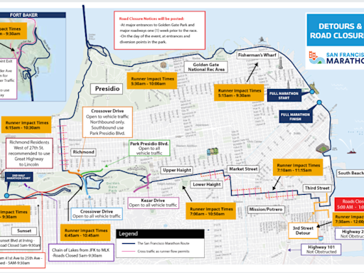 Road closures in effect for San Francisco Marathon this weekend