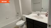 Before and After: A $1500 Redo Makes This “Builder Basic” Bathroom Totally Glam and Maximalist