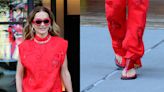 Rita Ora Dons Head-to-Toe Burberry With Unique Red Thong Sandals to Promote ‘Descendants: Rise of the Red’