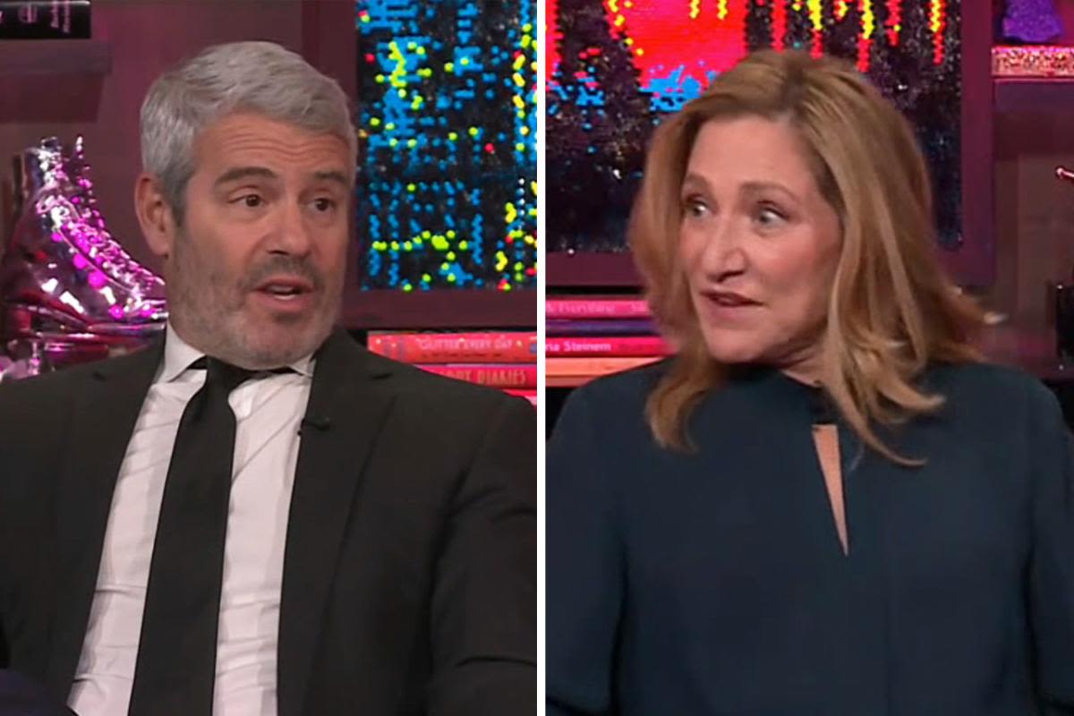 Andy Cohen shocks Edie Falco by asking if she'd rather give up cheese or oral sex: "I have to answer that?!"