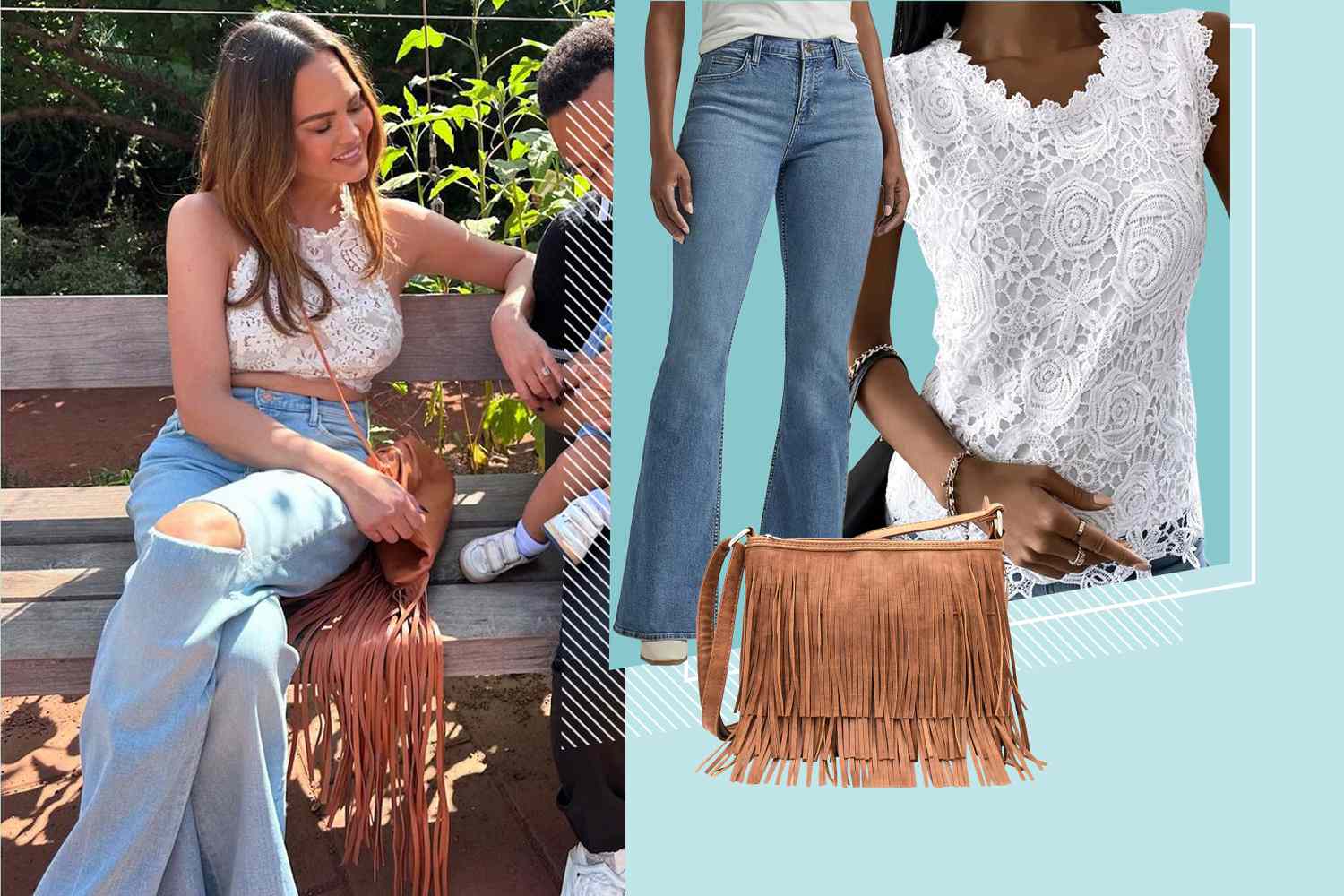 Chrissy Teigen Paired Classic Wide-Leg Jeans with a Fuss-Free Crossbody Bag — Copy Her Look from $18