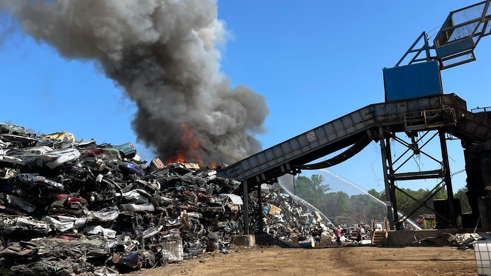 Franklin County firefighters work to put out blaze at recycling plant, 95% contained