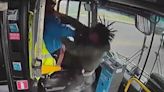 Watch horror brawl on bus as it speeds down road & crashes into store