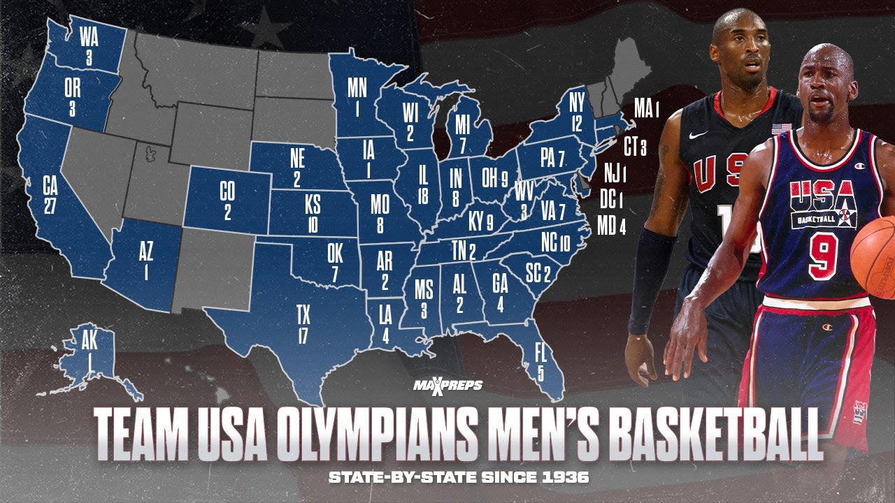 2024 Olympics: State-by-state look at where every USA Basketball Olympian went to high school since 1936